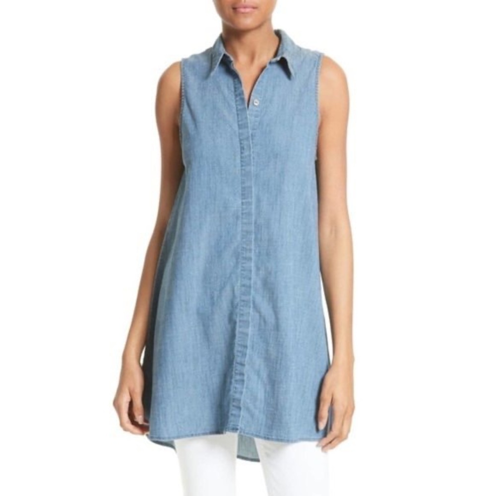 Alice + Olivia Anisa Sleeveless Chambray Tunic Large